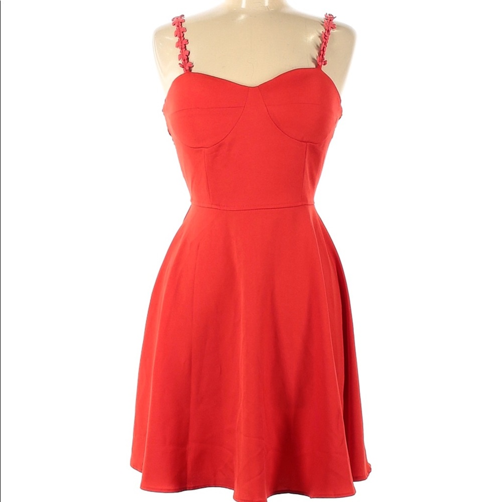 Alythea Red Dress with Flower Detail